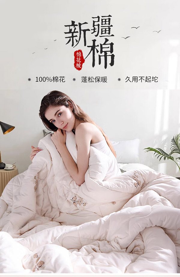 南极人（NanJiren）100%新疆棉花冬被子 厚8斤 200*230cm
