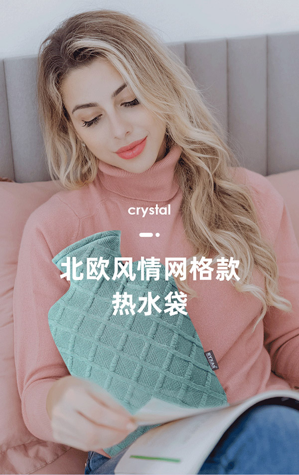 BYXAS/百赛施德国TUV认证灌水暖水袋注水热水袋暖手宝 大号1.8L雾霾蓝