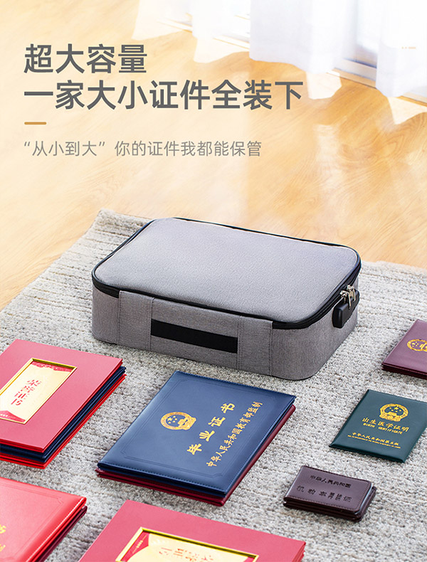 太力证件收纳包袋证件证书护照户口本票据文件箱三层密码锁1个装