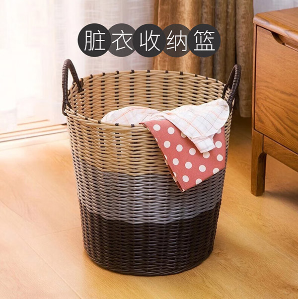 京惠思创【大容量可折叠】仿藤脏衣篮 棕色大号脏衣篓 脏衣服收纳篮收纳筐