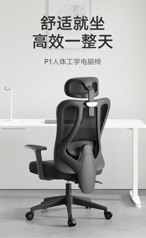 黑白调（Hbada）P1 人体工学椅电脑椅子办公椅可躺宿舍学习椅家用旋转电竞椅 标准