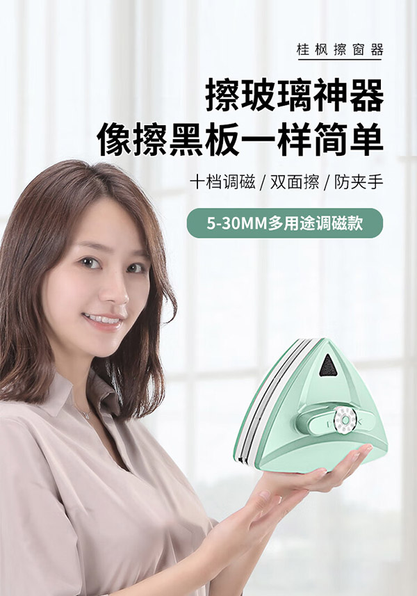 桂枫 擦玻璃神器5-30mm强磁玻璃擦窗器 防夹手双面擦窗神器双层通用