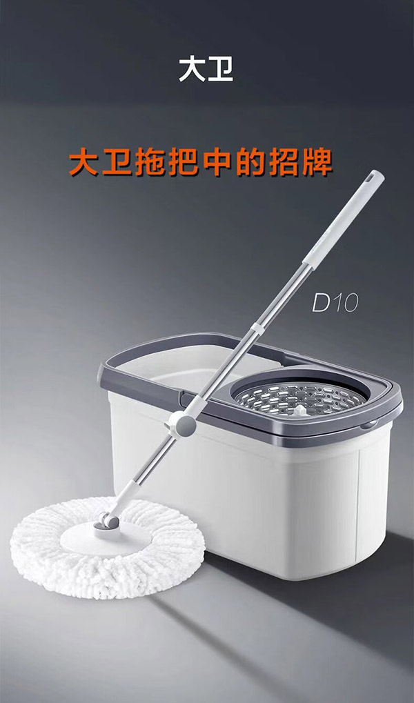 大卫 双驱动旋转拖把桶套装免手洗干湿两用D10 1杆4头