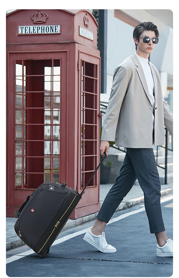 爱华仕大容量旅行拉杆包拉杆袋可扩展大学生防泼水折叠旅行包女8001黑色