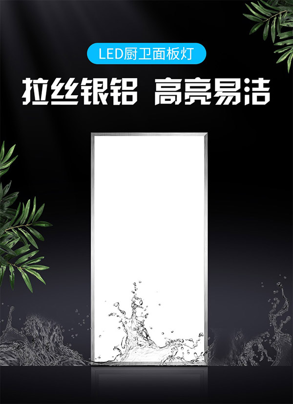 雷士（NVC）厨房灯 led集成吊顶厨卫灯吸顶灯 铝扣板卫生间平板灯 面板灯24W
