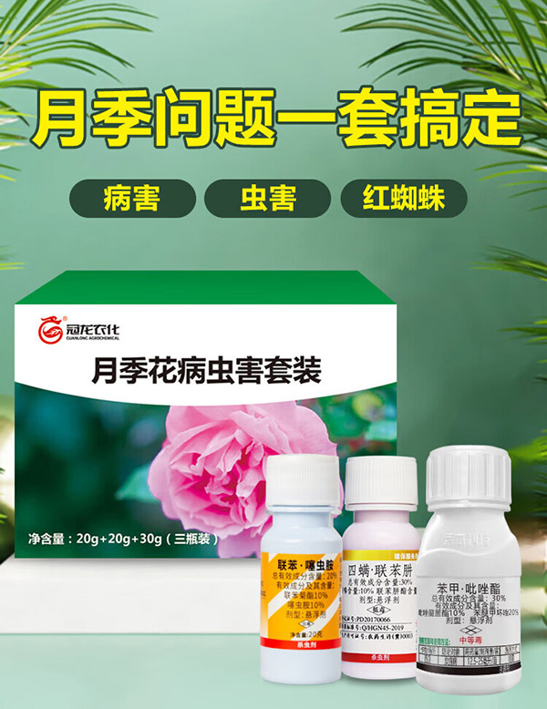 冠龙农化月季花专用药套装病虫害常用药杀虫剂黑斑病白粉病红蜘蛛蚜虫蚧壳
