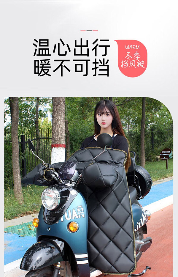 AUBURN 电动车挡风被男女秋冬季防水加绒加厚加大电瓶车摩托车防风罩 中款（带绒）