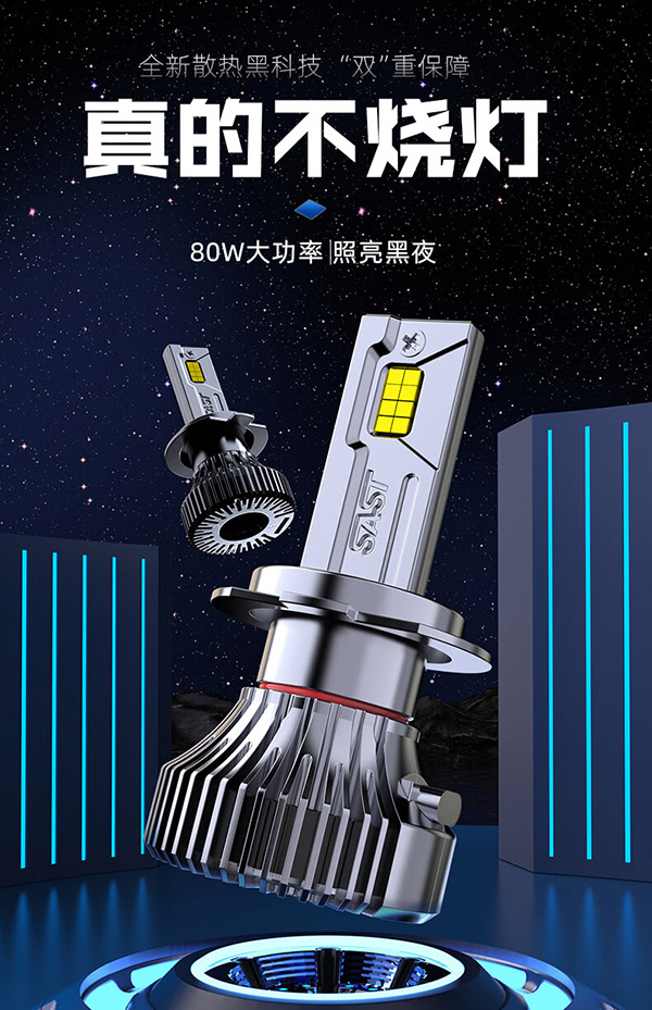 先科（SAST）汽车led大灯泡改装激光车灯超亮汽车远光灯近光灯H7【2支装】