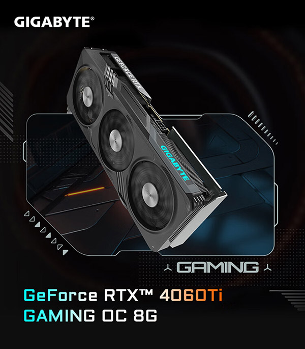 技嘉4060Ti显卡 魔鹰 GeForce RTX 4060 Ti GAMING OC 8G DLSS3 电竞游戏设计智能学习电脑独立显卡2K