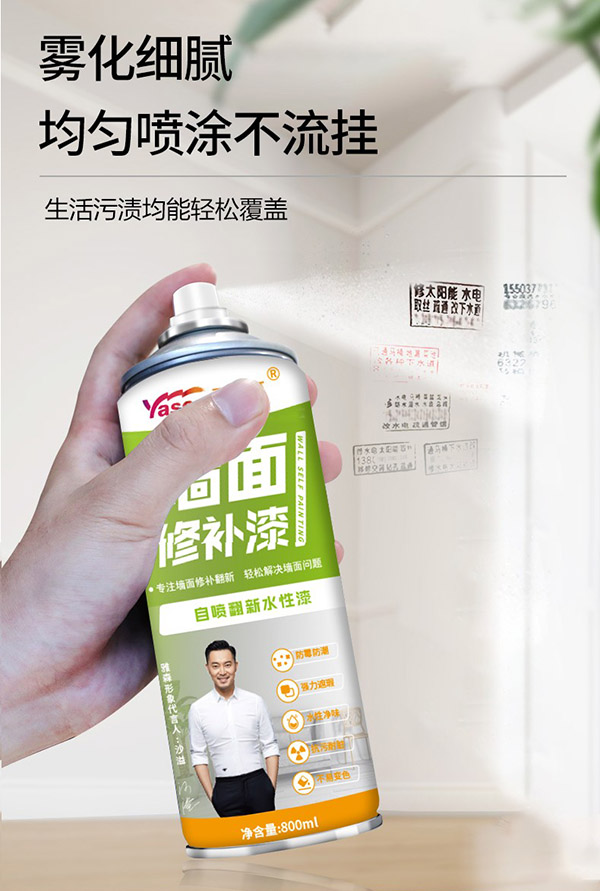 雅森墙面修补漆补墙漆自喷漆白色内墙乳胶漆修补墙面漆翻新钉眼涂鸦广告修补墙膏【大容量800ml】 补墙漆800ml[带工具]