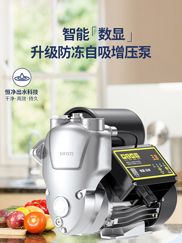 恒格尔增压泵家用自吸泵热水器自来水全屋管道加压泵全自动抽水泵 480W（数显防冻/缺水保护）