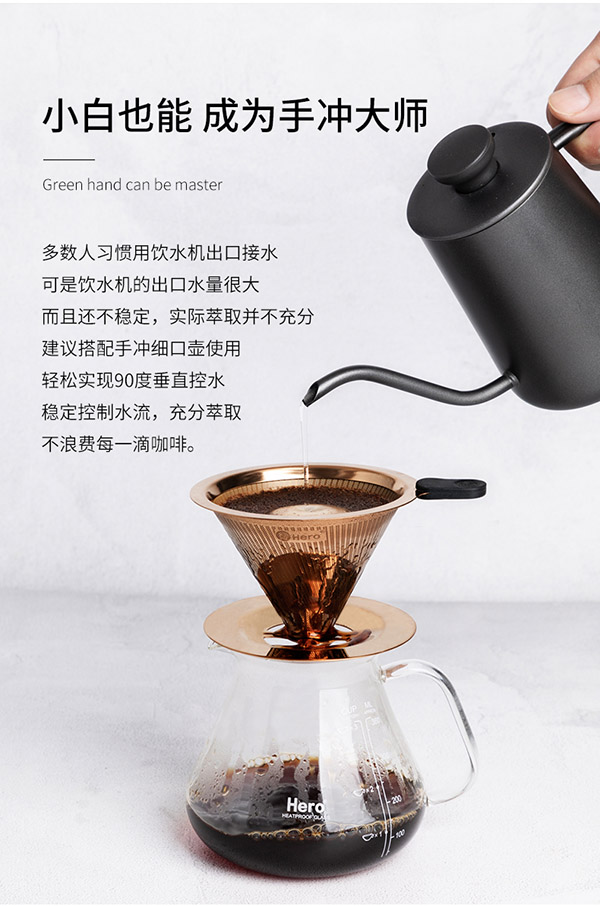 Hero 咖啡过滤网手冲壶滤杯不锈钢过滤器滴漏式咖啡壶过滤网1-2人份