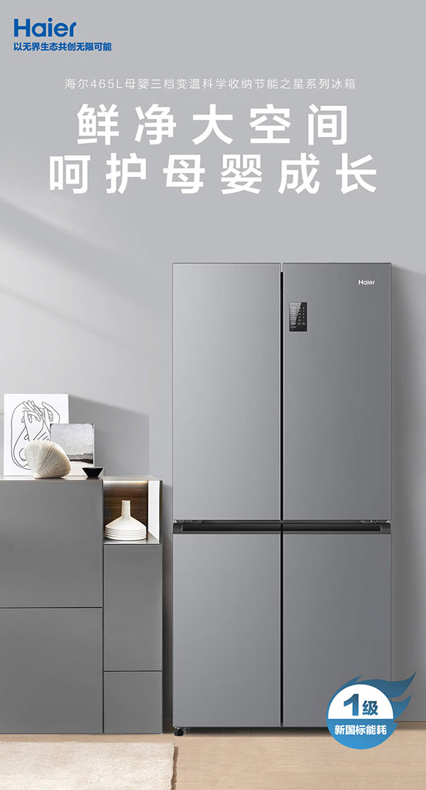 海尔（Haier）465升十字对开双开四开多门电冰箱家用无霜一级能变频效节能超薄嵌入式超大容量BCD-465WGHTDE9S9