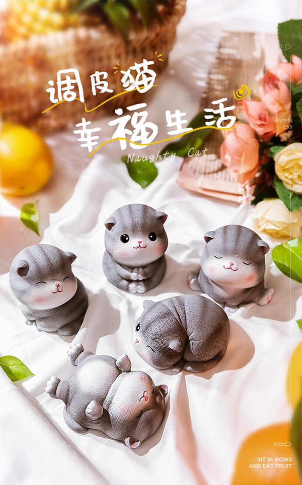 姗珀（SHANPO）情人节礼物送女友生日礼物女生新年礼品猫咪摆件可爱实用装饰品 一套5只 精美礼盒装