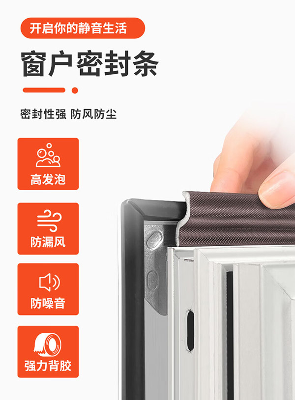 美纳美窗户密封条平开窗冬季防风神器门窗漏风保暖防风膜自粘隔音胶条 平开窗专用S型黑色12米（6根装）