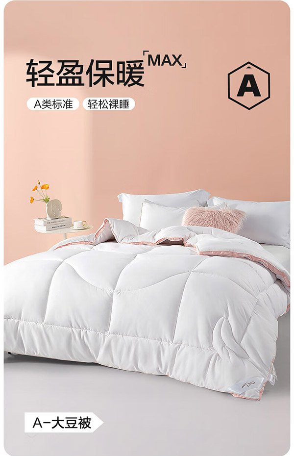 水星家纺A类50%大豆纤维冬被子约8.4斤220*240cm白