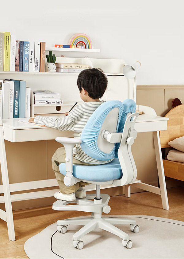 儿童学习椅学生椅子写字椅 儿童座椅【升降脚踏 天然乳胶】蓝