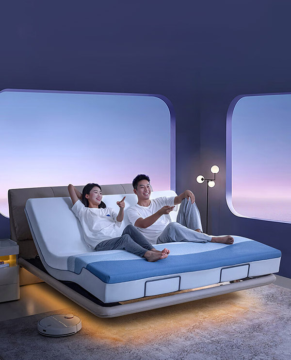 真皮悬浮智能床 电动升降多功能零重力 主卧双人床1.8×2米BE01